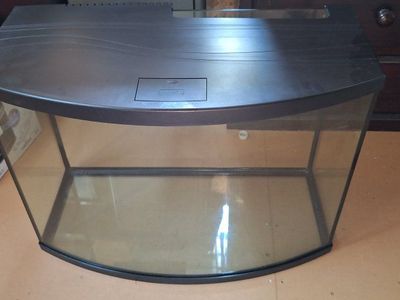 Top Fin 36 gallon Curved Glass Aquarium Fish Tank with Black Lid