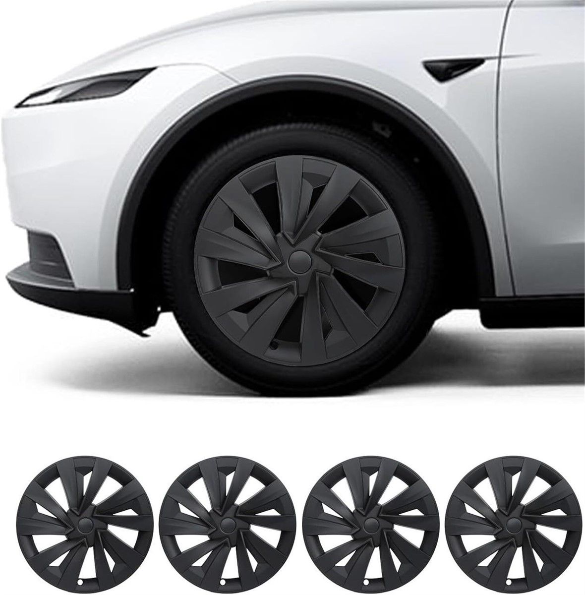 Tesla Juniper 19" Wheel Covers – Matte Black – Set of 4 – NEW