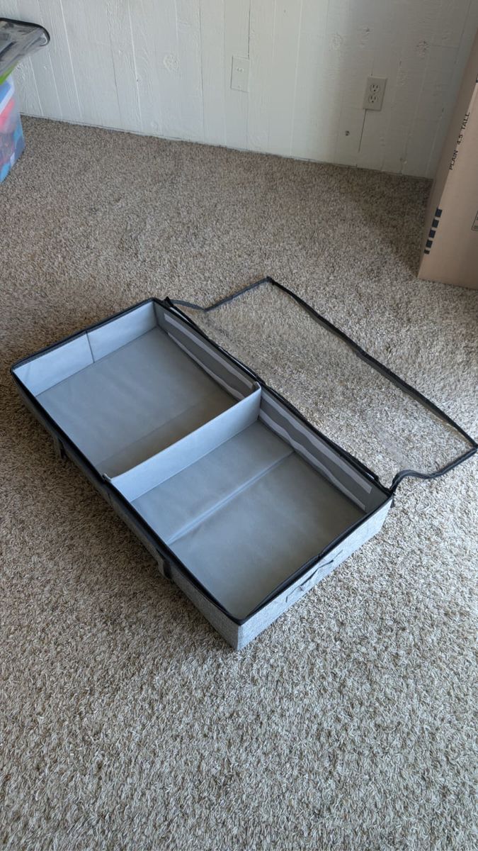 2-Pack 6 Inches Tall 60L Underbed Storage Bins with Dividers & Sturdy Handles & Sidewalls
