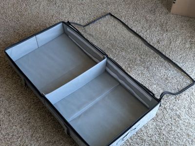 2-Pack 6 Inches Tall 60L Underbed Storage Bins with Dividers & Sturdy Handles & Sidewalls