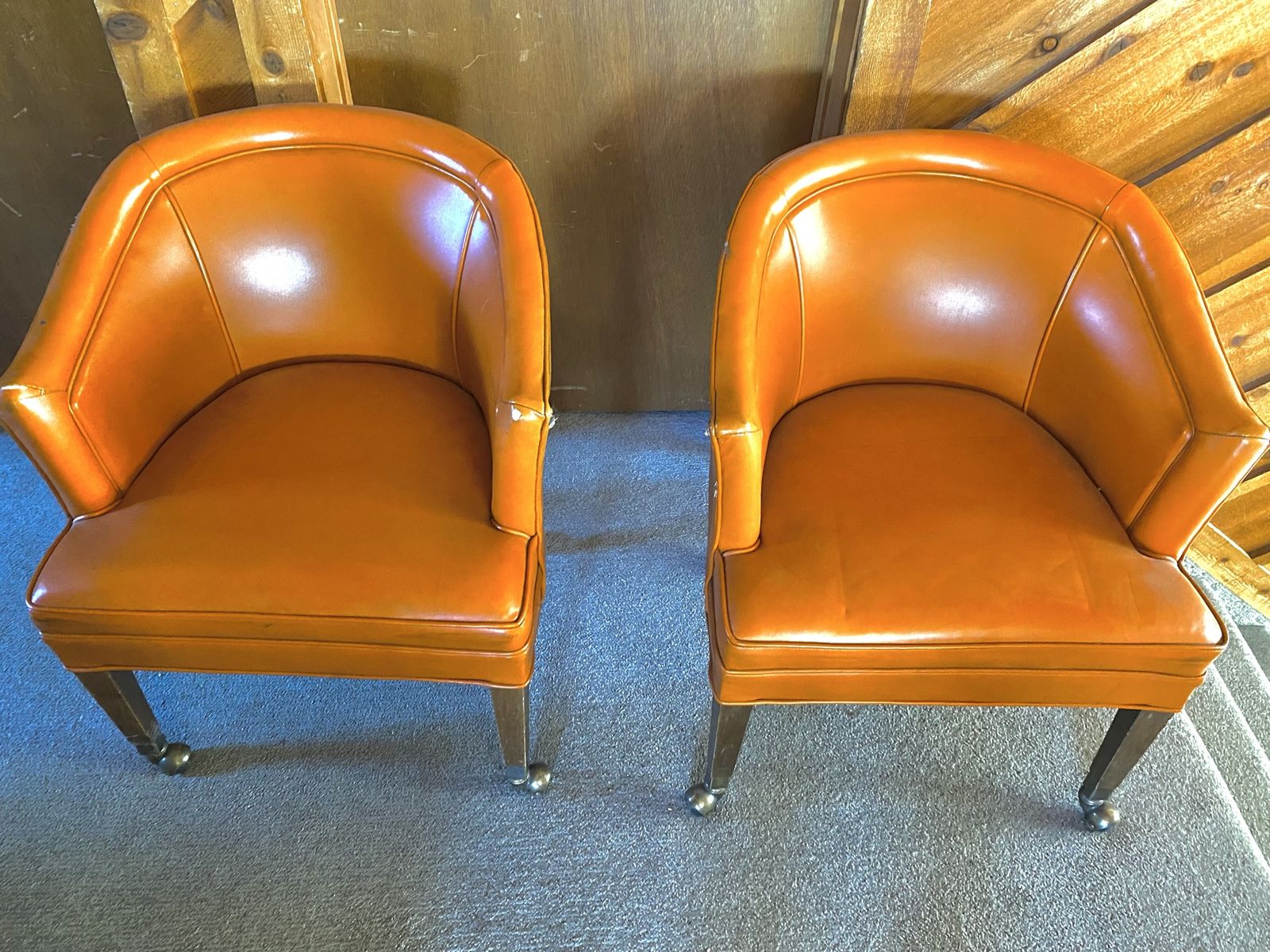 Vintage 1970’s era office chairs set. Orange vinyl