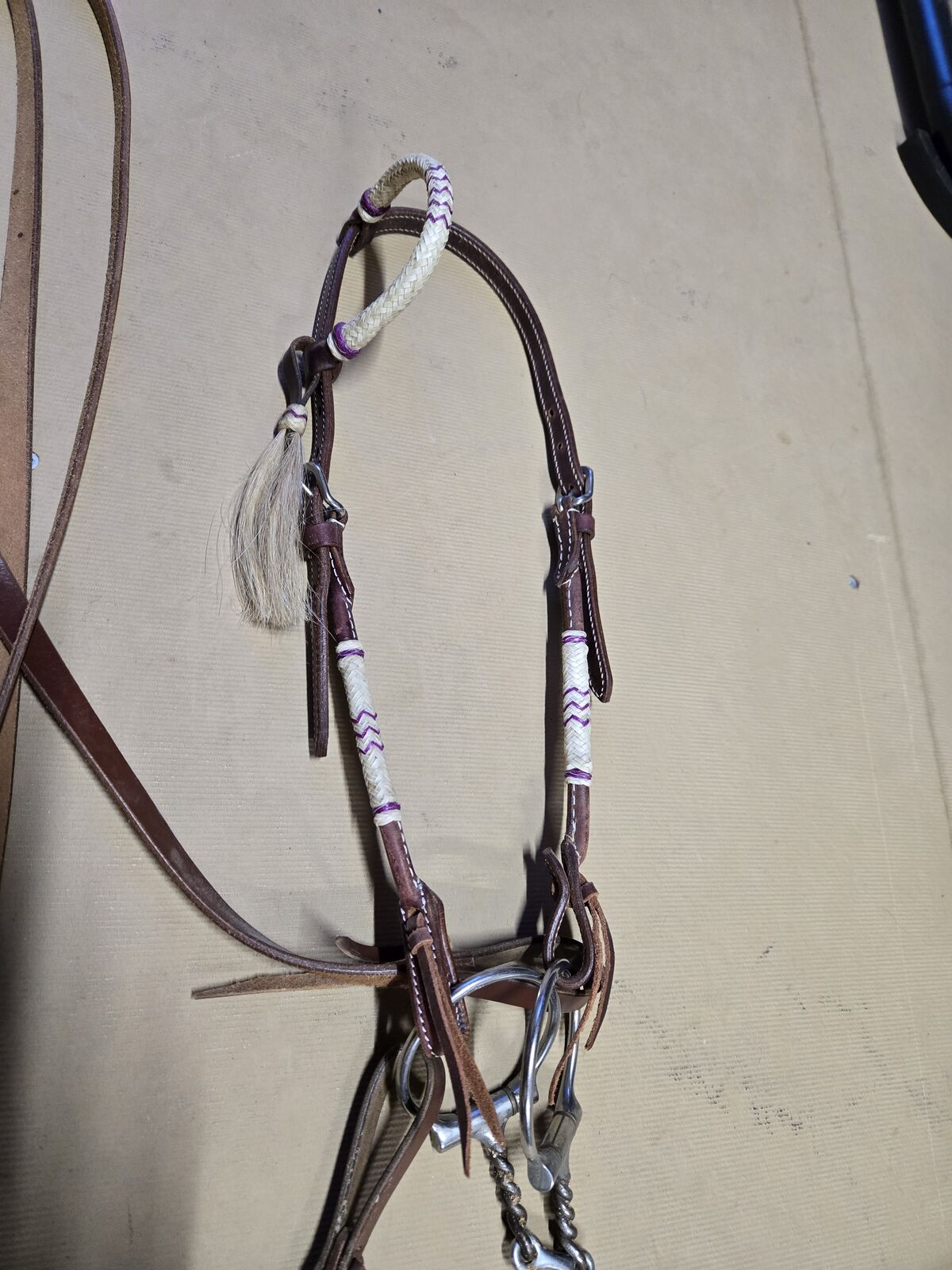 One Ear Leather Headstall with Split Reins
