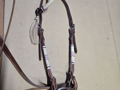 One Ear Leather Headstall with Split Reins