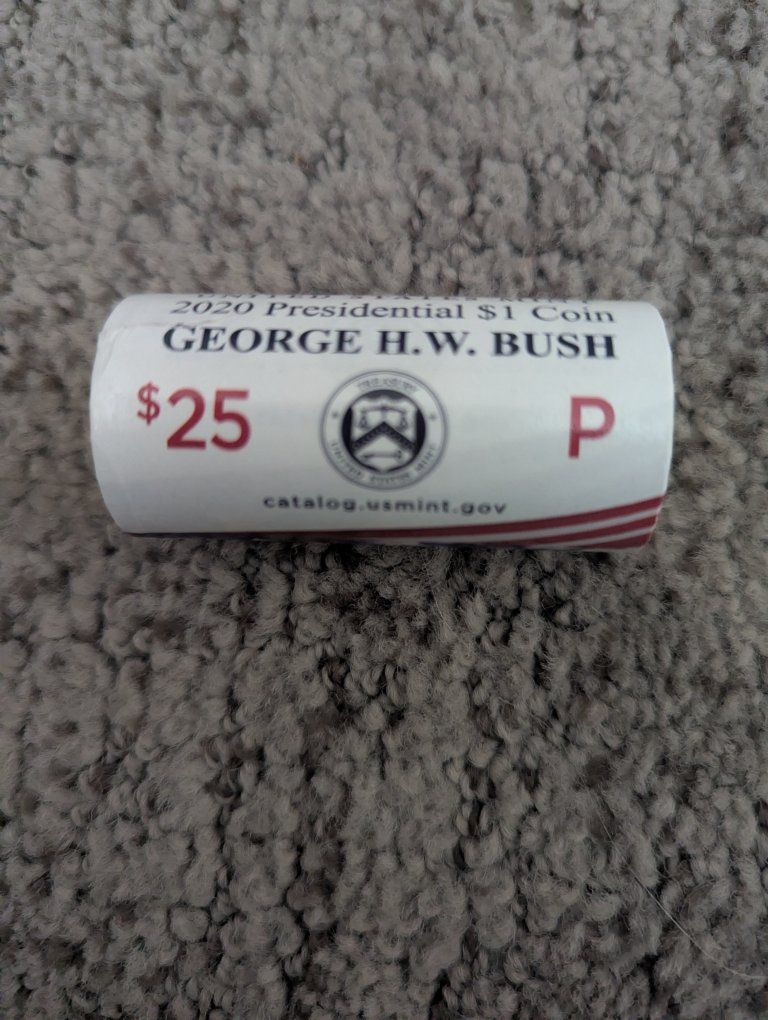 2020 George H.W. Bush Presidential $1 Coin Roll - Philadelphia Mint $25 Face Value