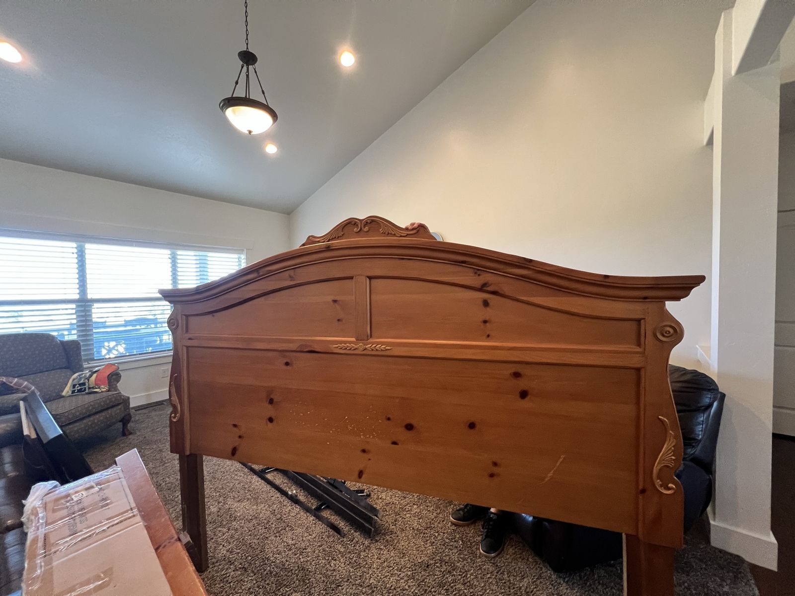 Wooden Carved Headboard and Footboard - King Size, Ornate Design