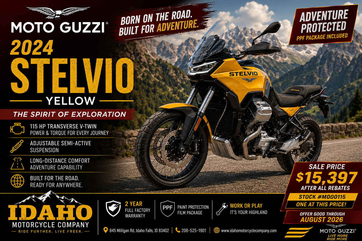 2024 STELVIO W/ RIDER ASSISTANCE PKG - Moto Guzzi  Limited Time Offer!!!