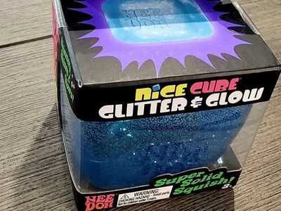 NeeDoh Nice Cube Glitter & Glow Super Solid Squish Fidget Toy (Blue) authentic needoh brand