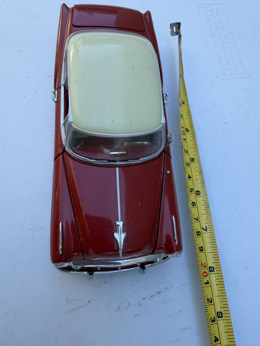 Vintage Red & Cream Model Car Toy - Retro Collectible Decoration 10" Length