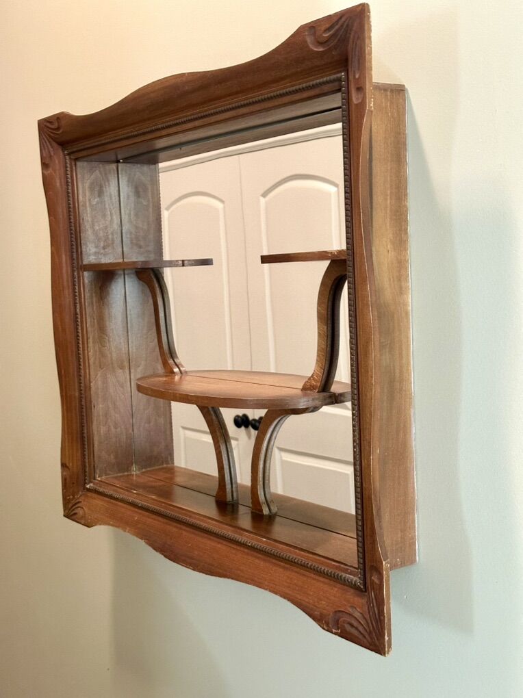 Gorgeous Vintage Shadowbox Mirror With Shelves