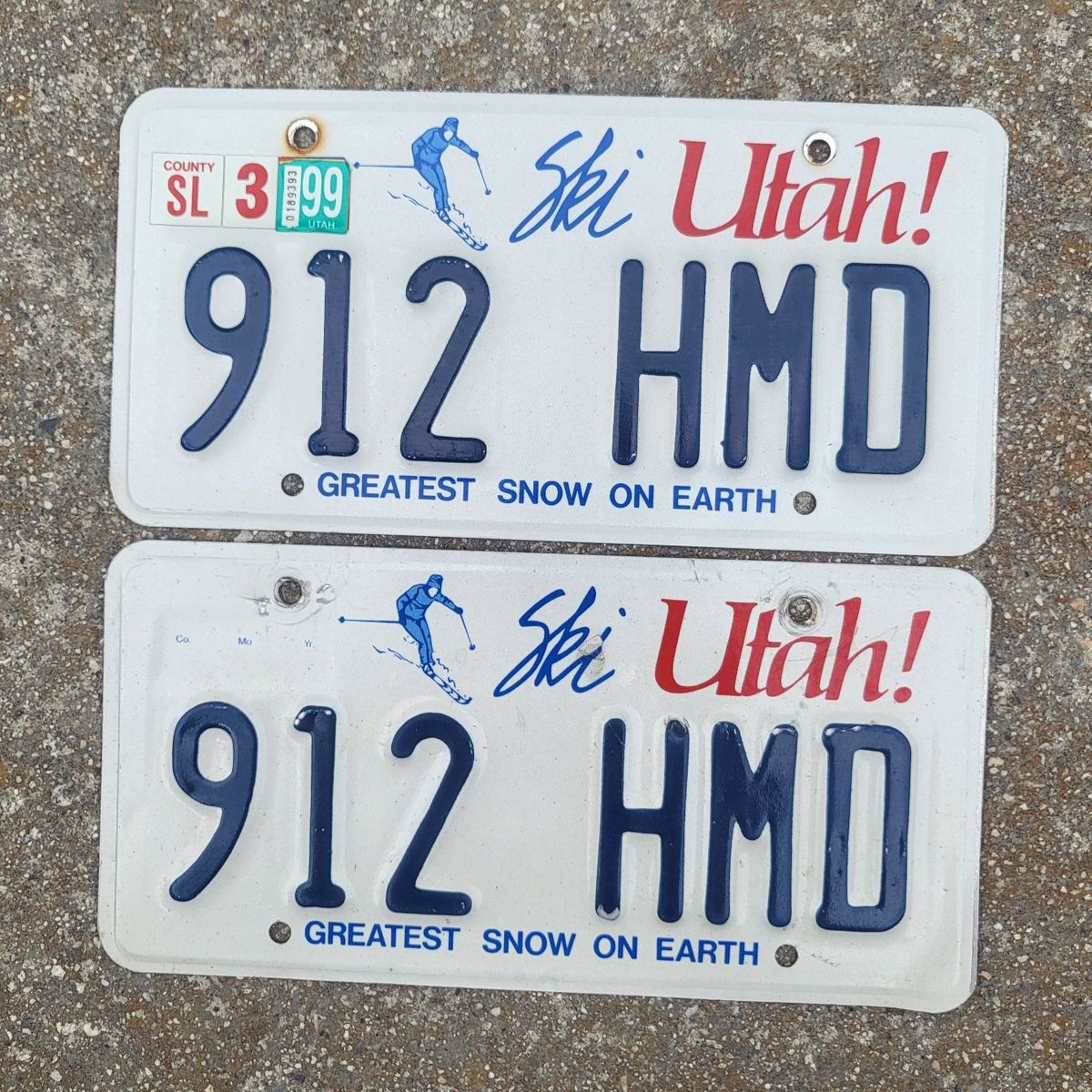 Pair of Ski Utah license plates