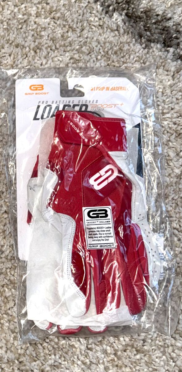 NEW Grip Boost Loaded Pro Batting Gloves Adult Large Red/White – Baseball