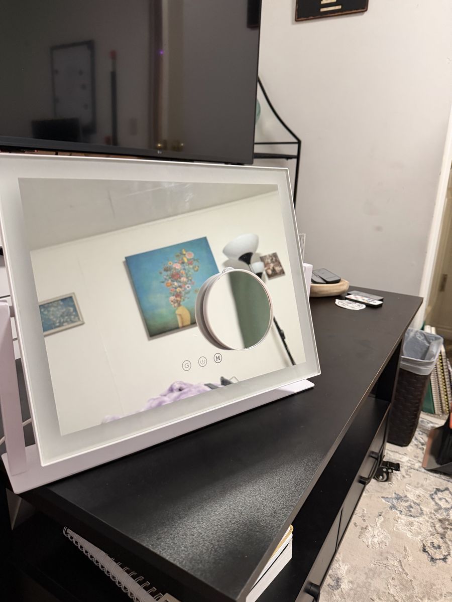 LED Lighted Makeup Mirror with Detachable 10x Magnifying Mirror, Touch Control Dimming