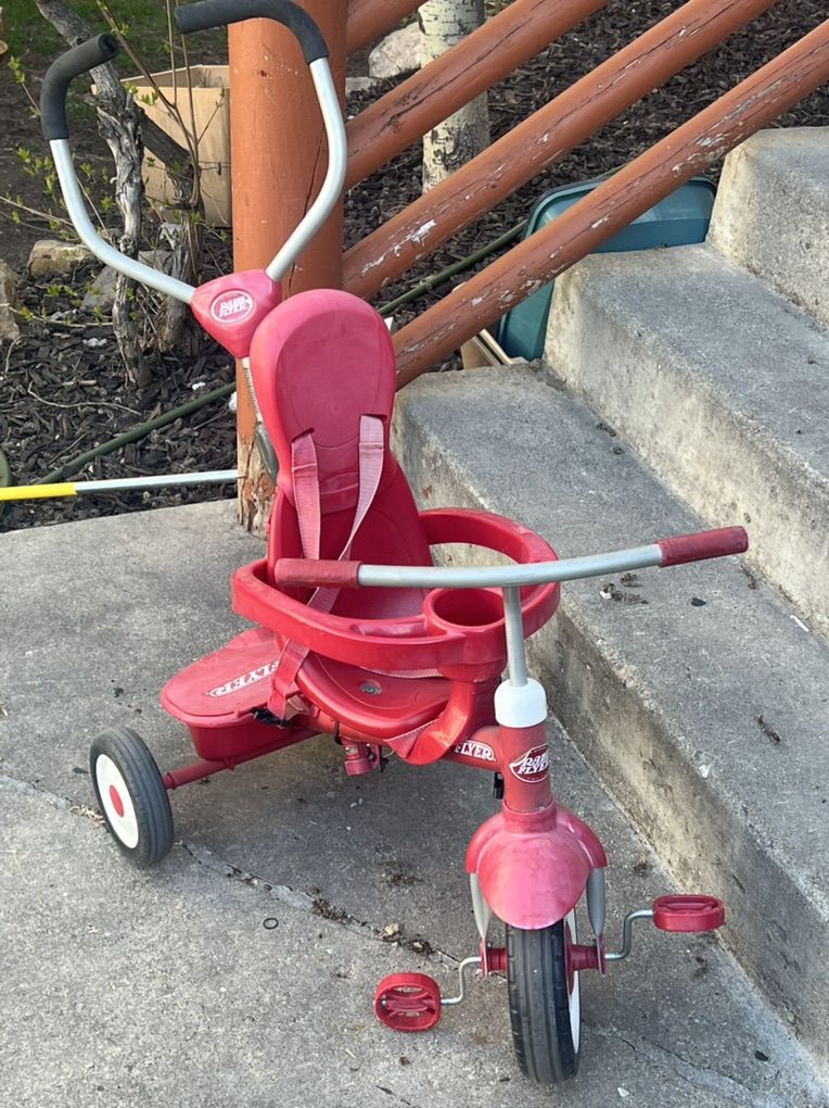 Radio Flyer Steer, And Stroll Trike Push Tricycle