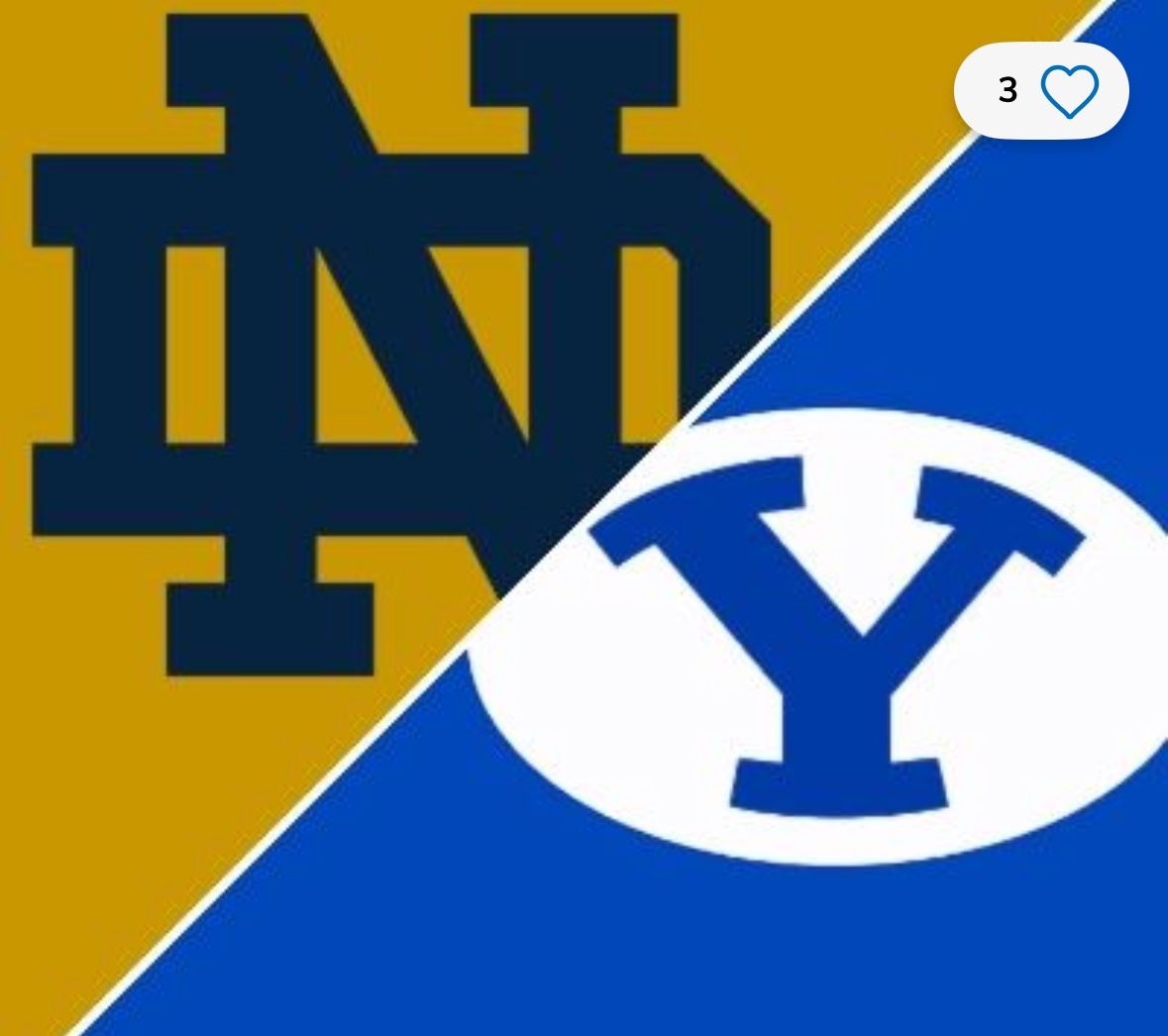 2 tix ND vs BYU Sec 123 Row 18 Seats 11-12 with chair backs. 