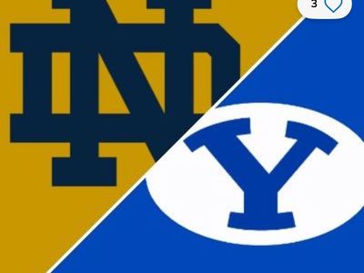 2 tix ND vs BYU Sec 123 Row 18 Seats 11-12 with chair backs.