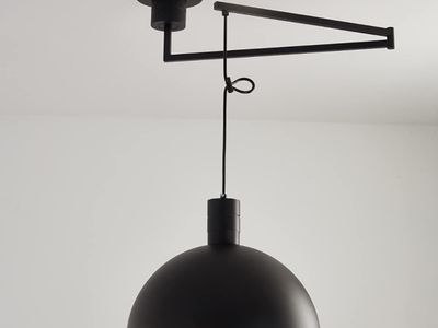 14" Black Swing Arm Industrial Pendant Dome Light Fixture