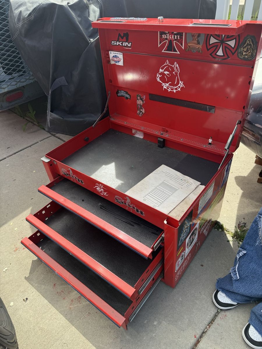 Blue-Point Red 3-Drawer Metal Tool Chest with Top Compartment