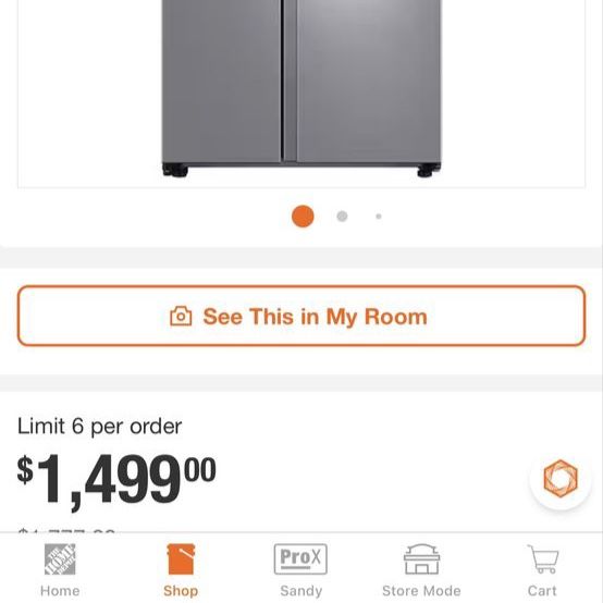 New scratch and dent Samsung 22 cu. ft. Counter Depth Side by Side Refrigerator