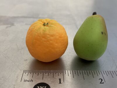 Miniature Rubber Fruit Orange Pear