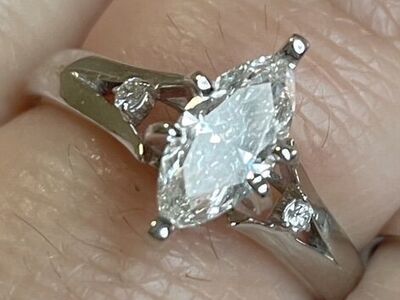 14K white Gold, .70 Carat Marquise engagement Ring
