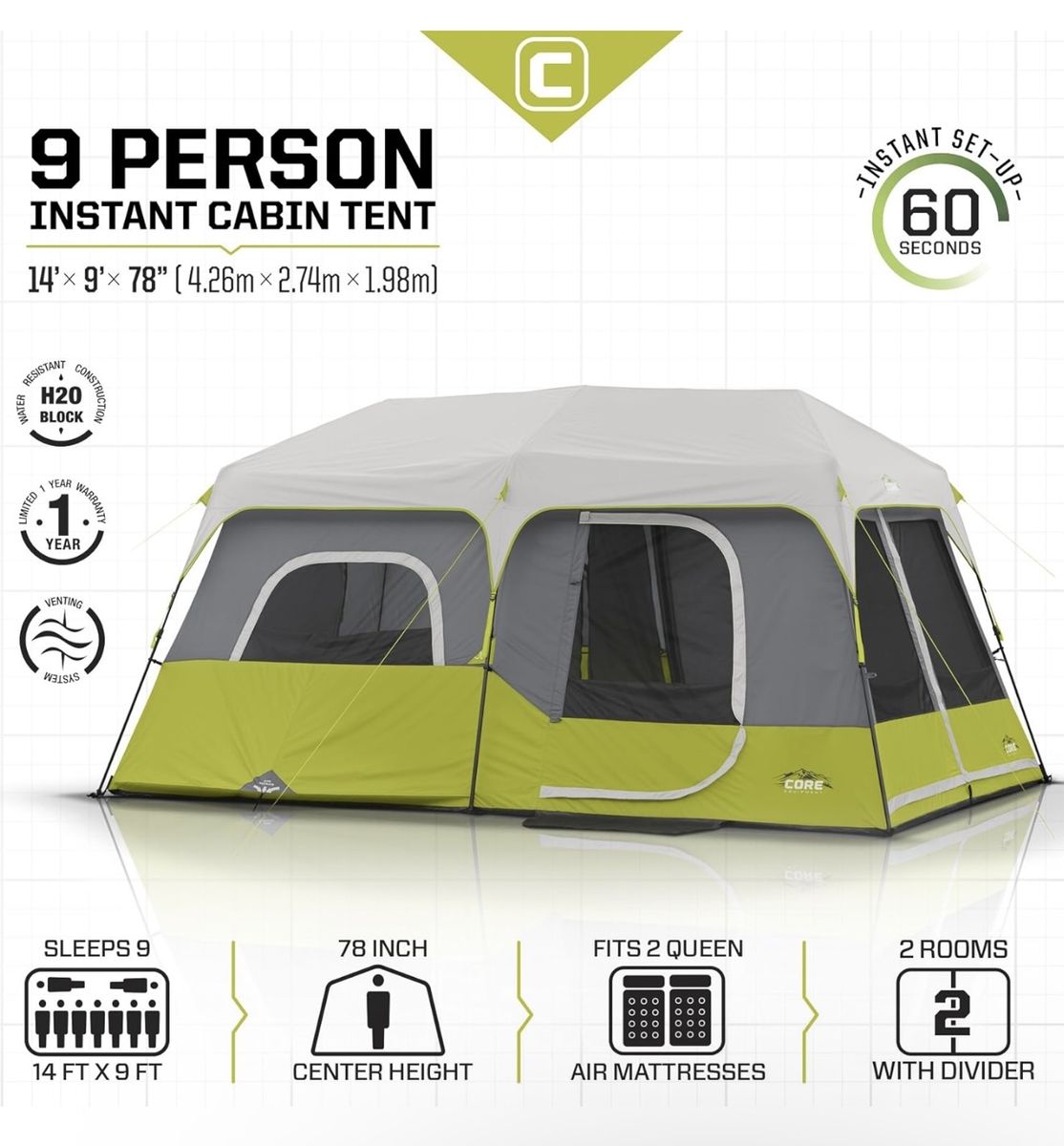 Core 9 Person Tent