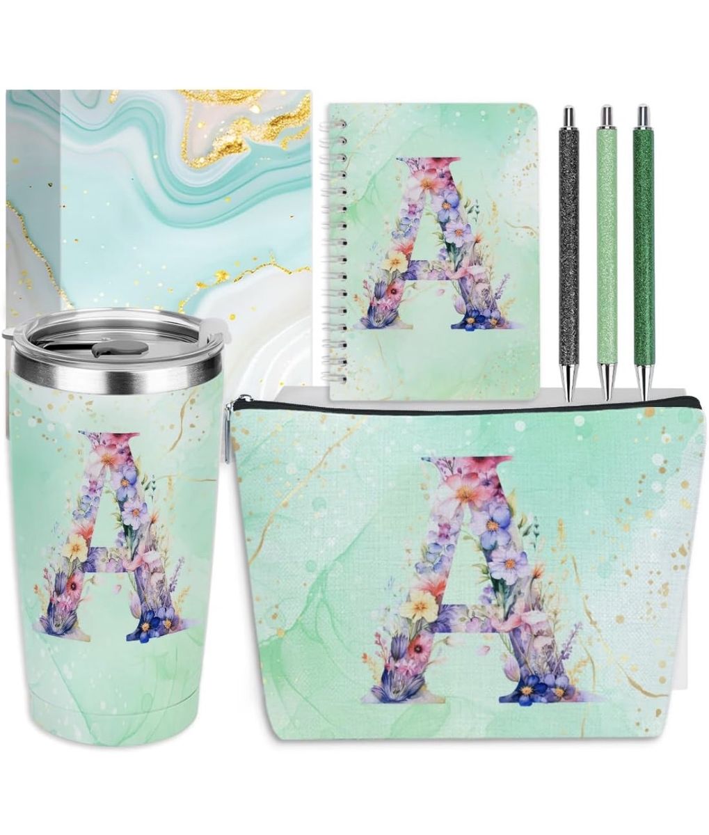 Monogram Floral Letter “A” Gift Set