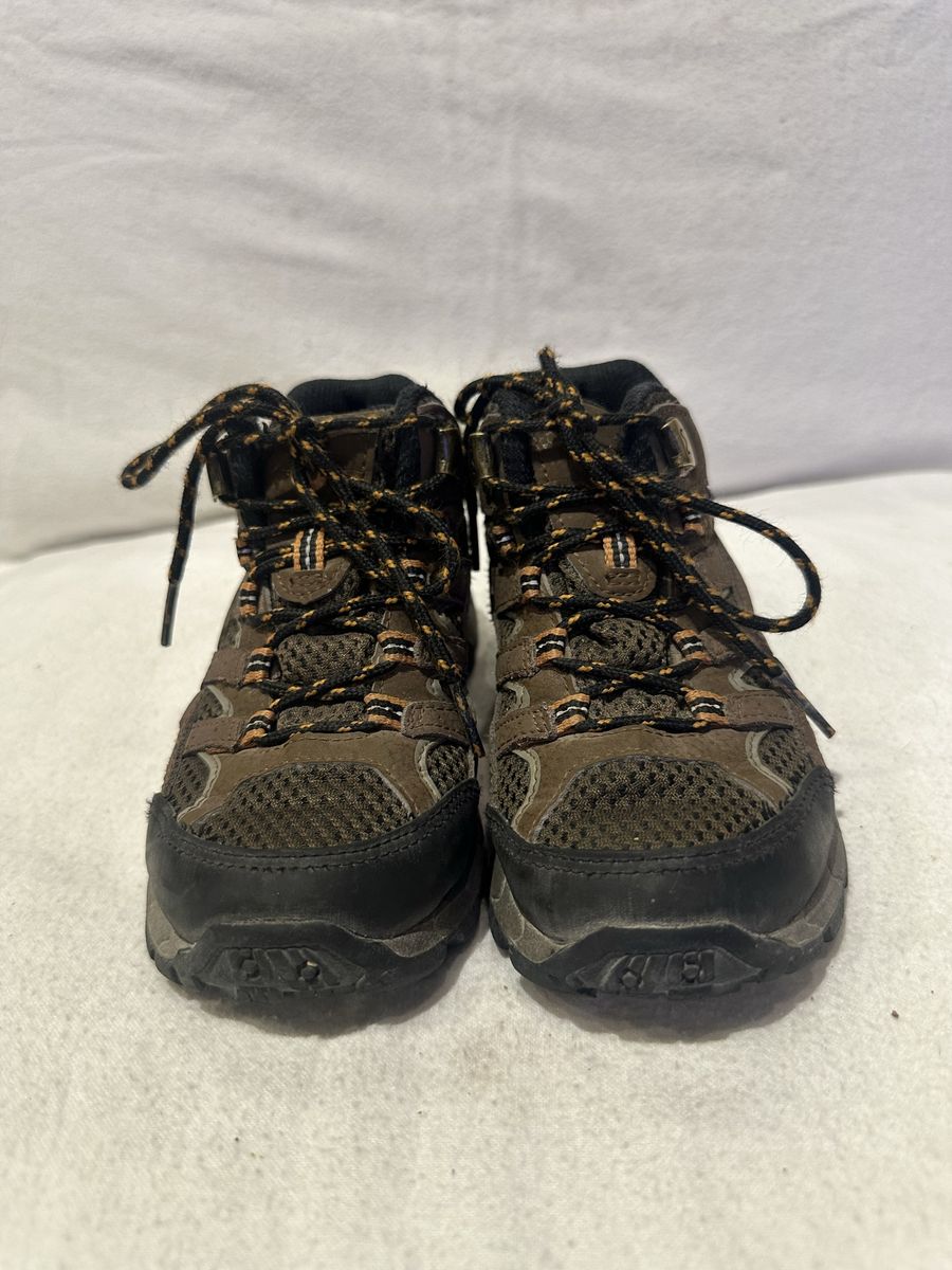 Merrell toddler size 11w Brown mesh and Leather with orange trim WP hiking shoes