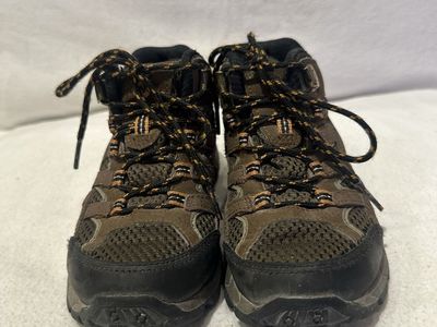 Merrell toddler size 11w Brown mesh and Leather with orange trim WP hiking shoes