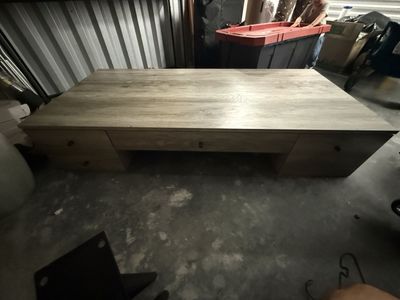 Large Gray Wooden Desk - Storage
