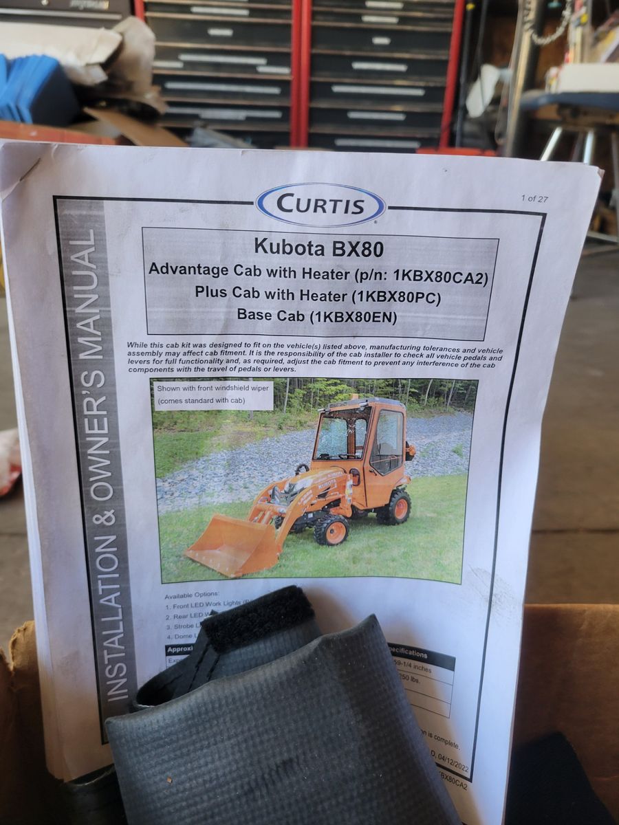New Curtis cab for kubota with heater and wiper kits
