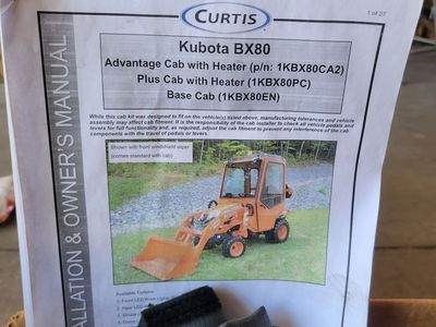 New Curtis cab for kubota with heater and wiper kits