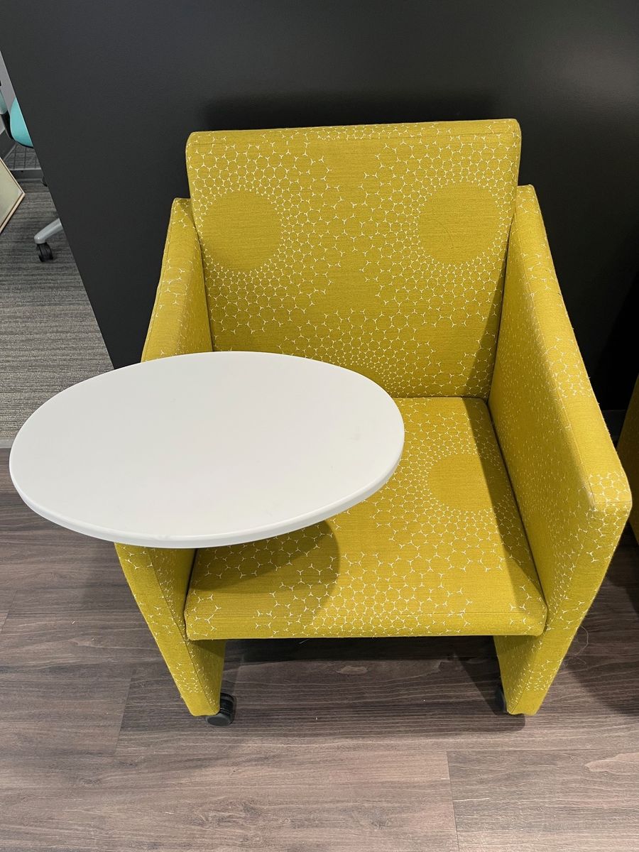 Yellow/Gold Herman Miller Lounge Chairs with Tablet Arms (FO Item: F42141-A5A UR A7L X9 Sunbur)