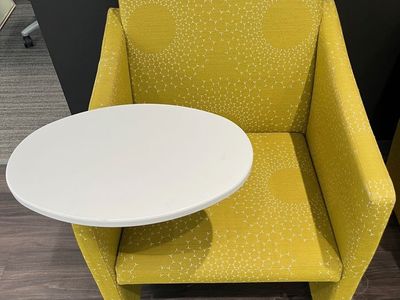 Yellow/Gold Herman Miller Lounge Chairs with Tablet Arms (FO Item: F42141-A5A UR A7L X9 Sunbur)