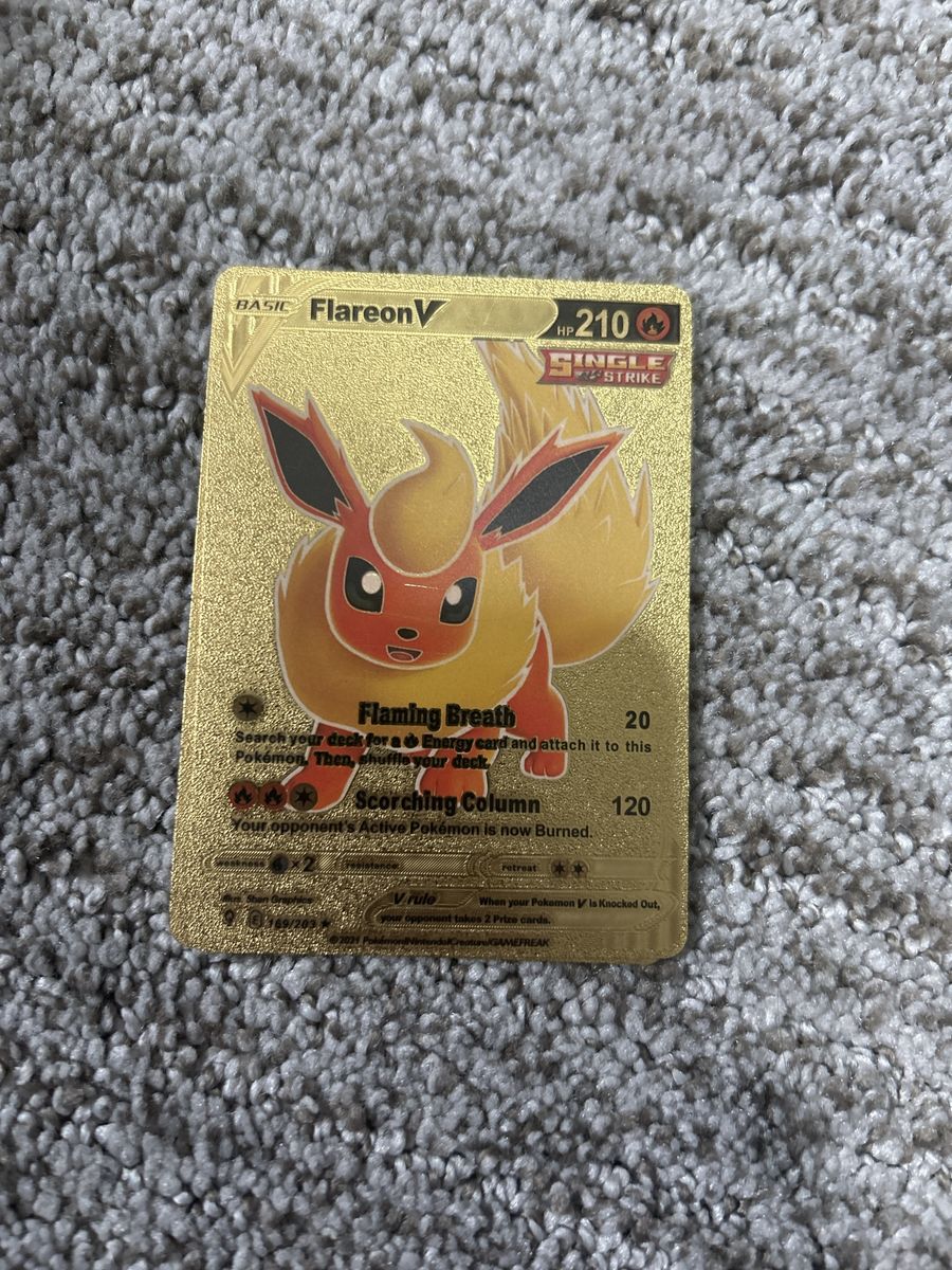 Flareon V Golden Metal Pokémon Trading Card