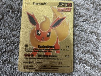 Flareon V Golden Metal Pokémon Trading Card