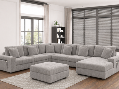 BACK TO SCHOOL SPECIAL – BAZOKA LIGHT GRAY 7-PIECE MODULAR SECTIONAL