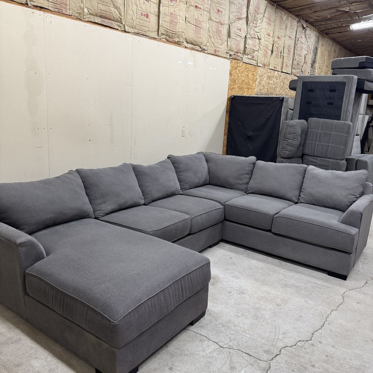 (NEW) Large Dark Gray Sectional Couch - Free Delivery