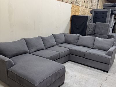 (NEW) Large Dark Gray Sectional Couch - Free Delivery