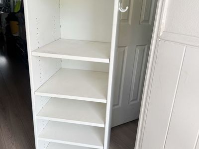 White Tall Bookcase 17.5x18x49”