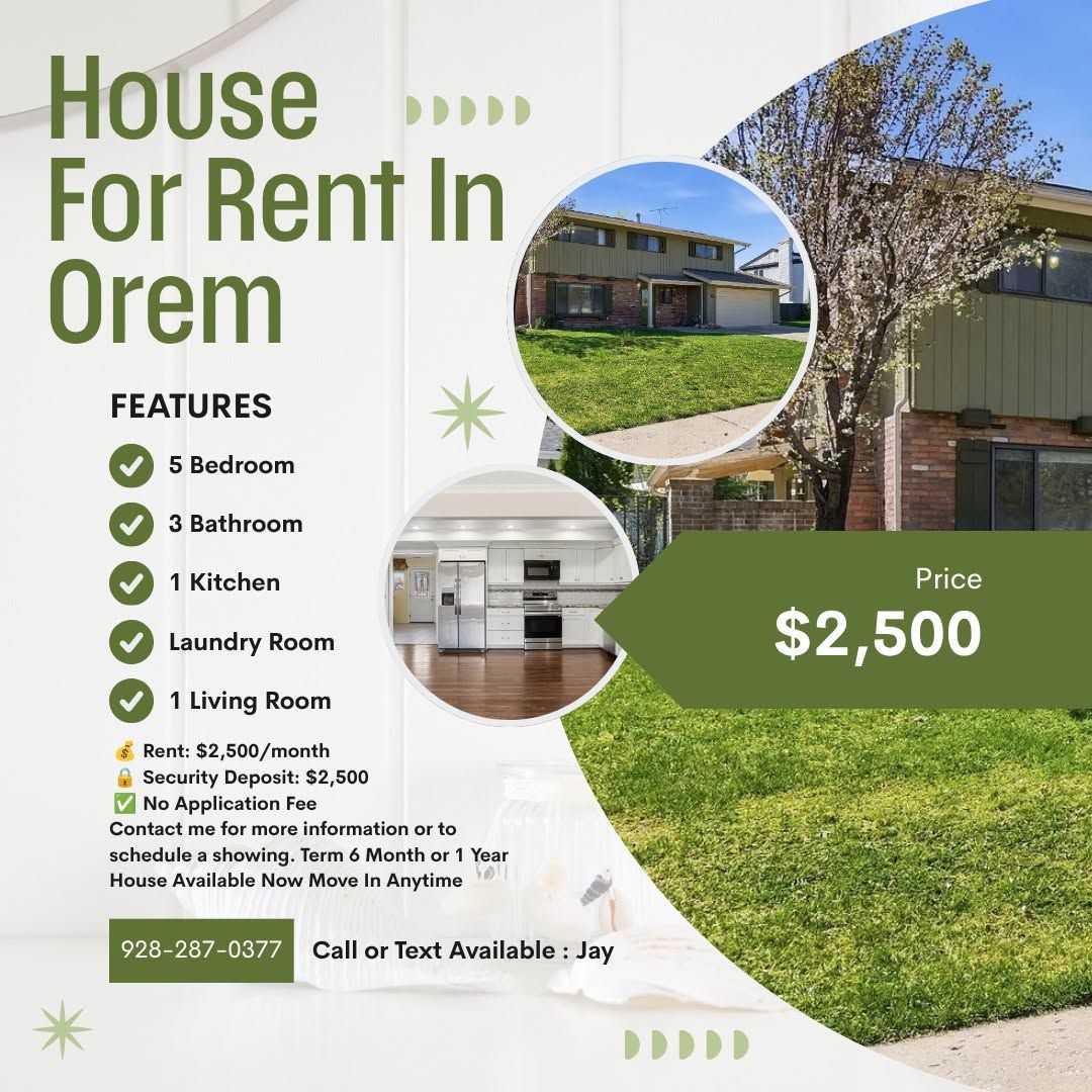 HOUSE FOR RENT – OREM, UTAH
