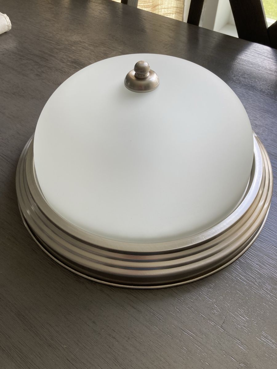 Brushed Nickel Flush Mount Light Fixture with Frosted Glass Dome