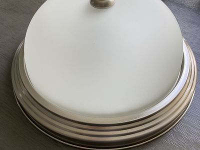 Brushed Nickel Flush Mount Light Fixture with Frosted Glass Dome