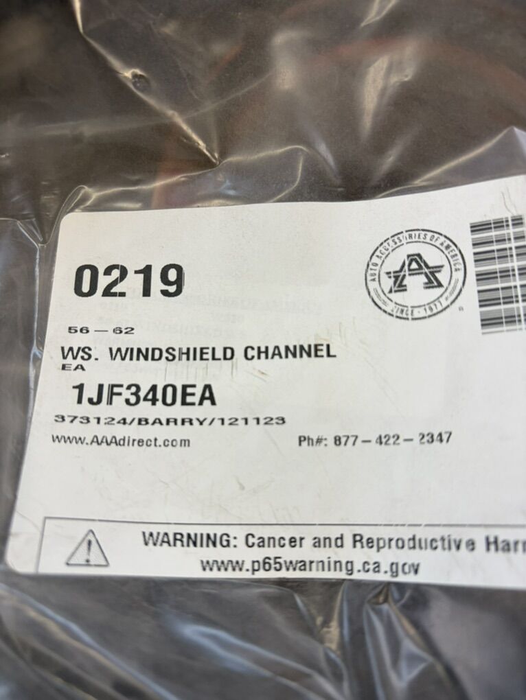 56-62 Vette Windshield Rubber