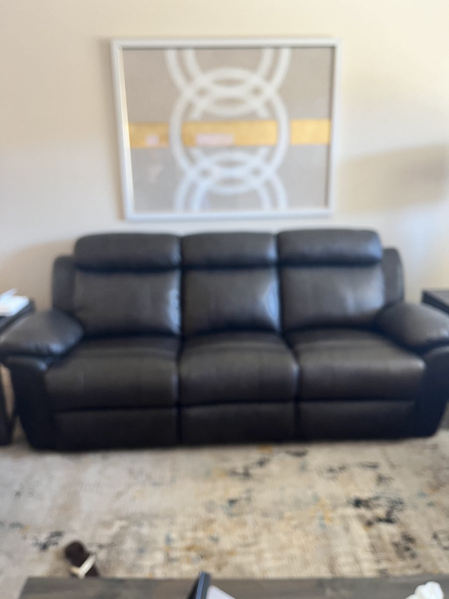 Dark Brown Leather Reclining Sofa and Loveseat Set - 3-Seater and 2-Seater, Excellent Condition