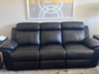 Dark Brown Leather Reclining Sofa and Loveseat Set - 3-Seater and 2-Seater, Excellent Condition