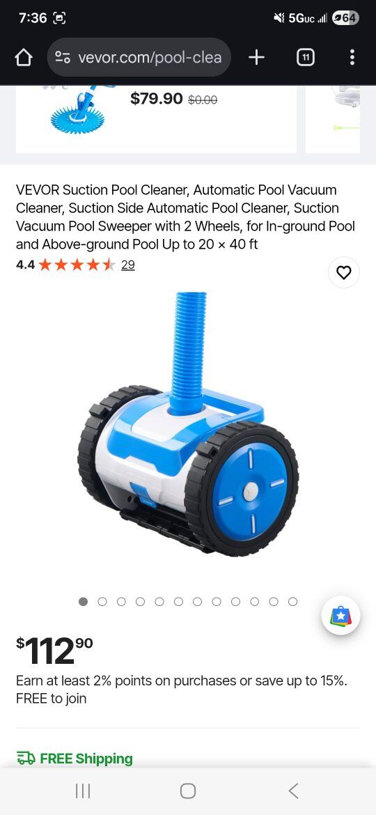 Vevor automatic pool cleaner

$75
