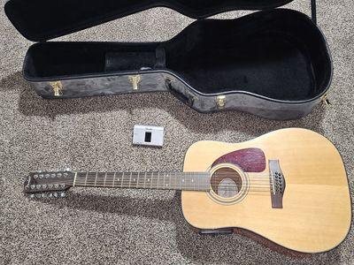Fender 12-String Acoustic-Electric Guitar (Model: DG-16E-12 NAT) with Hard Case & Digital Tuner