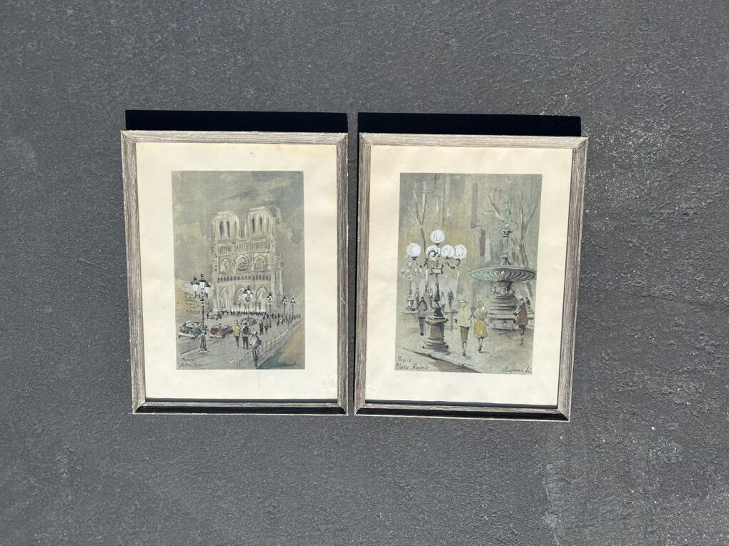 1960s Mid century Paris Cityscape Framed Prints
