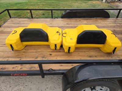 Two QuadGear ATV Cargo Boxes with Padded Backrest - Yellow