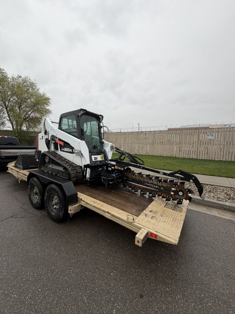 Track Skid Steer Rental – Bobcat T595 + Trencher – Built for Production – Heavy Duty trenching combo